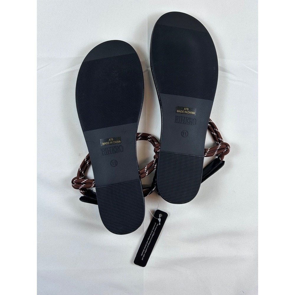 Rihero Rope Thong Sandals Women Sz 11 Ankle Strap Slip On Comfortable Beach Flat - Picture 6 of 6